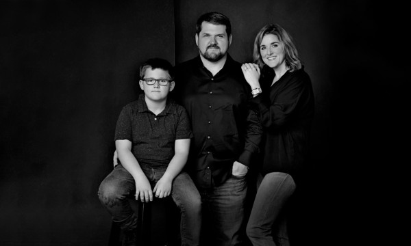 A black and white studio portrait created by Isabelle Guillen in A black and white studio portrait created by Isabelle Guillen in